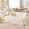 Plush Sofa Cover Cloth, Winter Double-sided Velvet Cream Color Anti Cat Scratch Sofa Towel, Full Cover Seat Cushion Cover Blanket