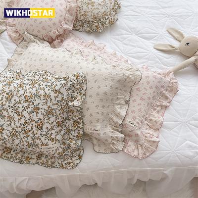 Ruffle Edge Gauze 100% Cotton Princess Pillow Case 30X50cm Breathable Pillowcase Decorative for Home Bedding Bedroom