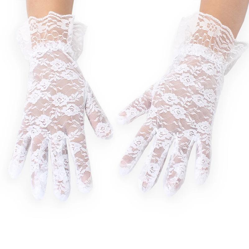 1 pair of transparent short retro hollow finger gloves clothing accessories sexy lace gloves