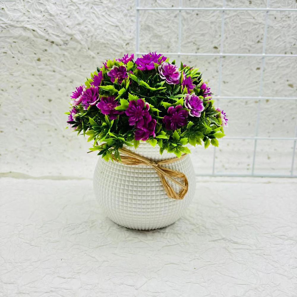 Artificial Chrysanthemum Indicum Hemisphere Potted Plant With Plastic Material For Home Decor