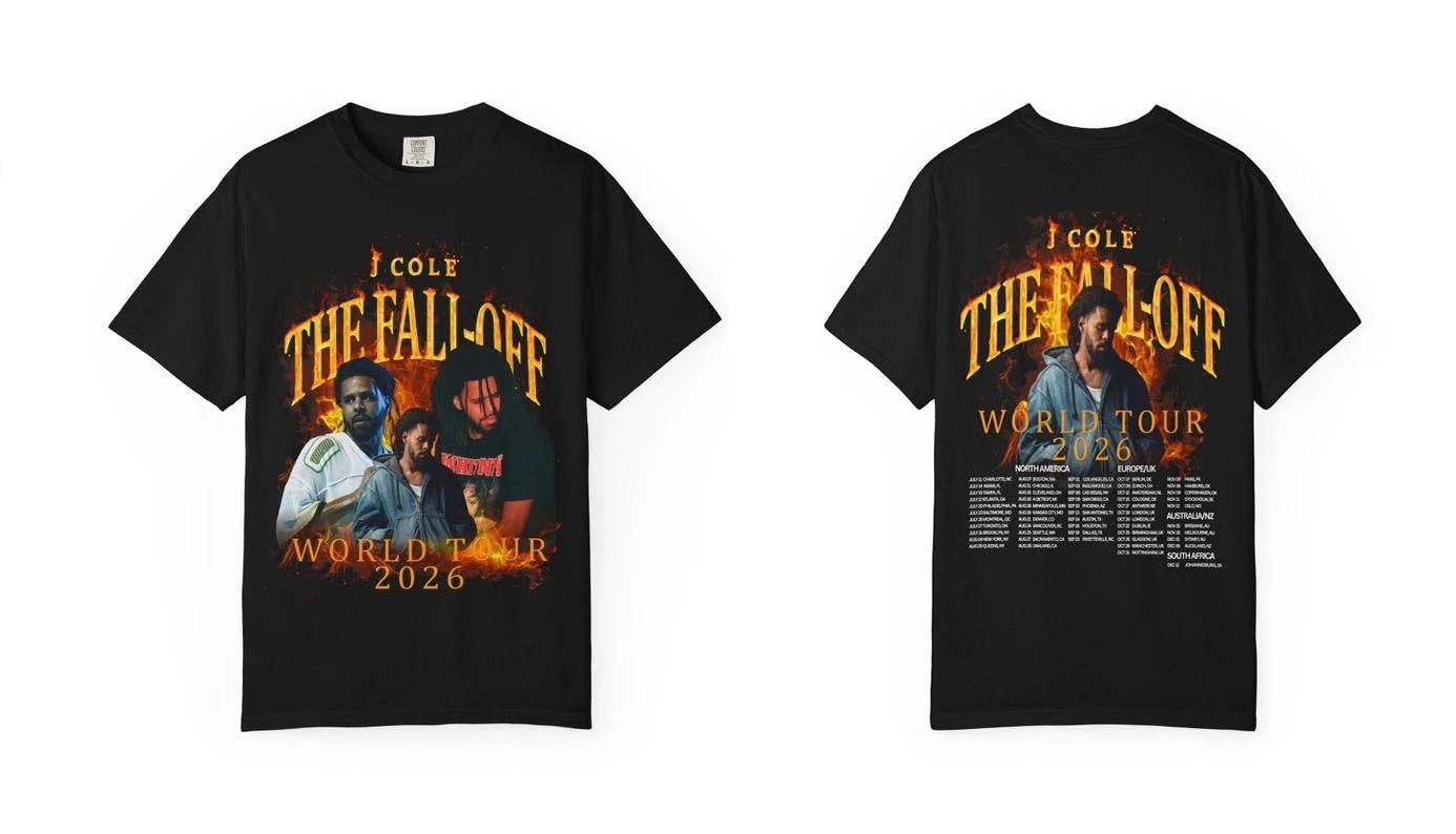 J Cole The Fall Off Tour t shirt S