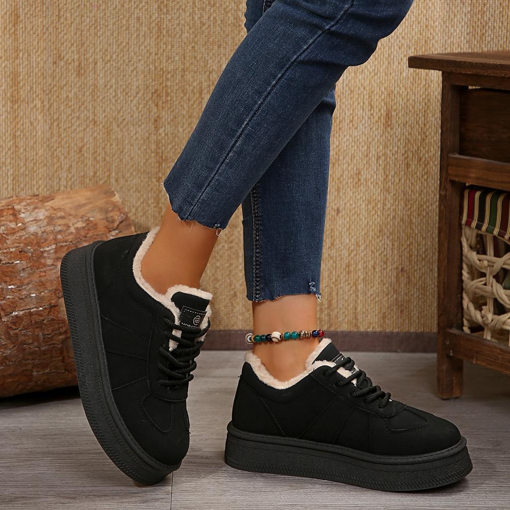 Fashion Autumn Winter Warm Platform Sneakers Women Casual Lace Up Non Slip Cotton Padded Shoes Woman 2025 Faux Suede Ankle Boots Mujer