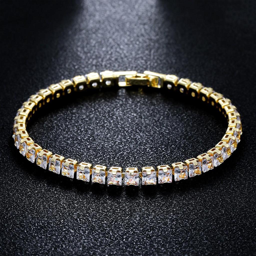 JD Voll Diamant Zirkonia Tennisarmband: Damen Leichter Luxus Galvanisiertes High-End Perlenarmband