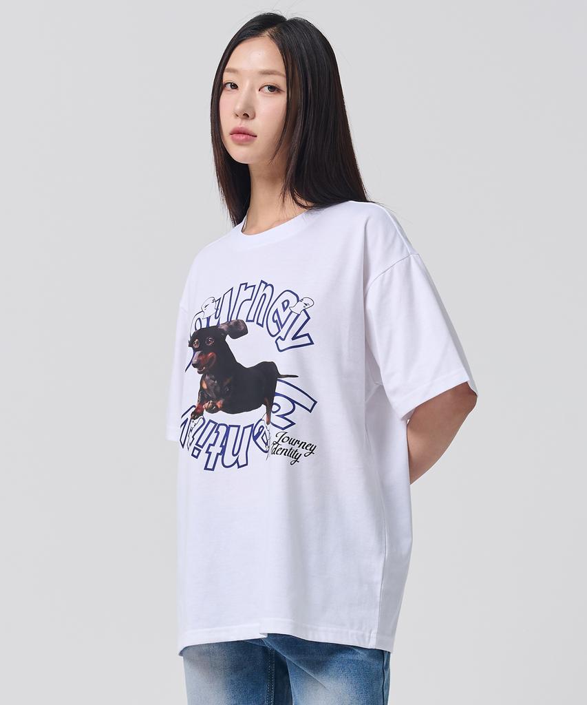 OUNDERR Mask Puppy Tee Oversized Short Sleeve T-Shirt [White]