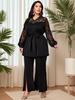 Elegante Damen-Schlaghosen mit Spitzen-Patchwork-Oberteil - Muslimisches Set
