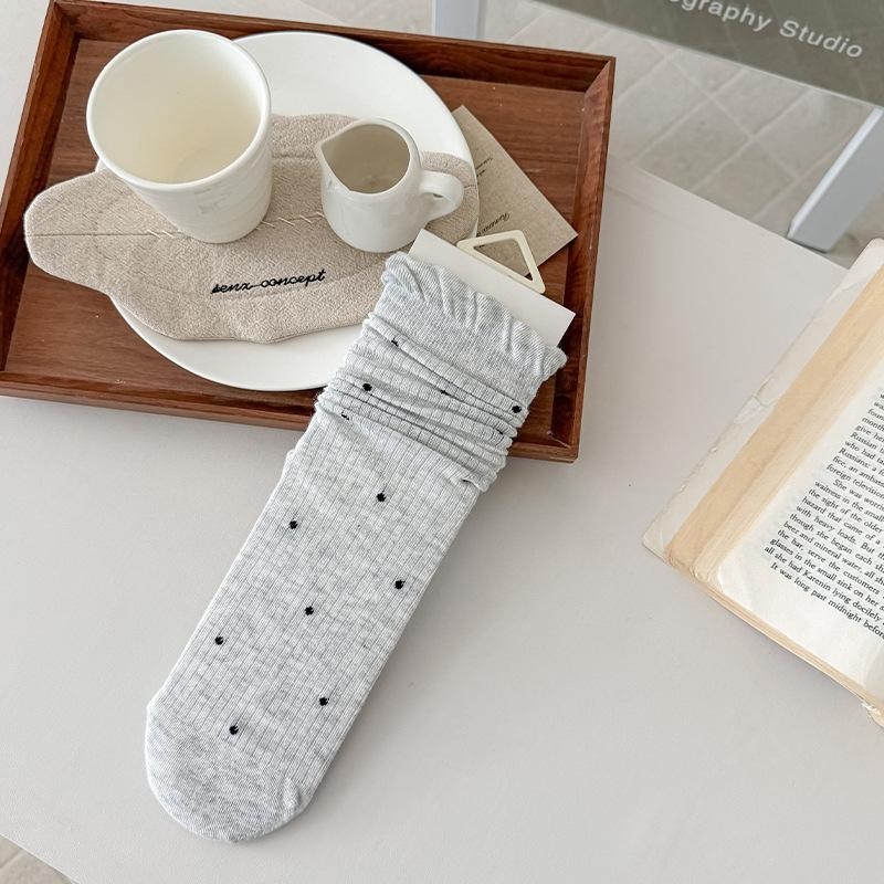 

Dot-patterned Socks - Spring and Summer Lightweight Versatile Mid-calf Socks, Sweet Pile Socks, Boneless Stockings 1 pair світло-сірий колір