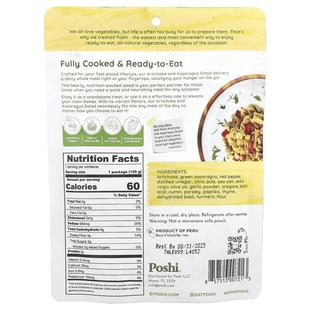 Poshi, Easy Chef, Artichoke & Asparagus Salad, 4.4 oz (125 g)