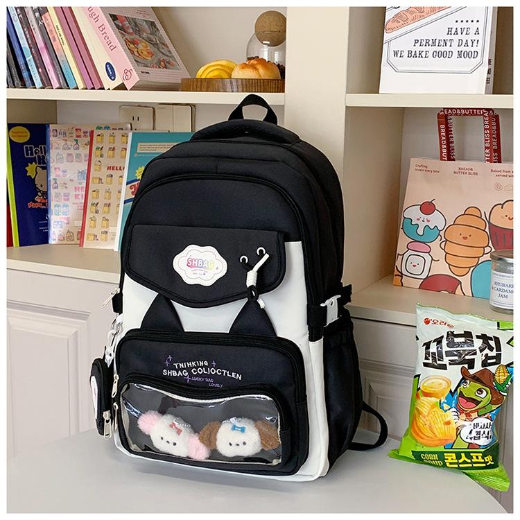 School Bag 2025 New Ins Cute College Style Versatile High Value Large Capacity Multi-compartment School Bag Sweet Backpack