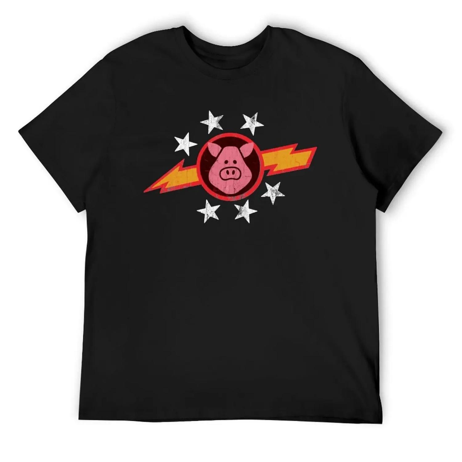 Vintage Pigs in Space T-Shirt graphics Clothing summer 2025 man t shirt heavyweight t shirts for men S разноцветный