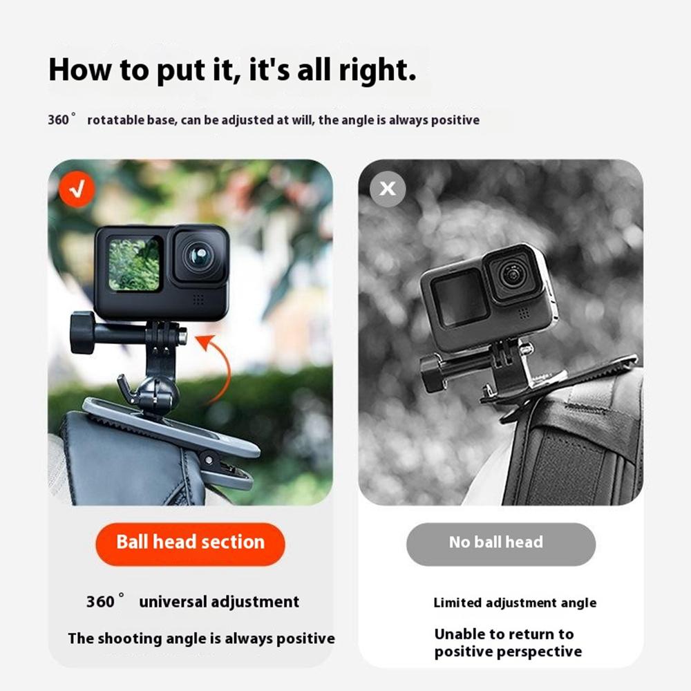 TELESIN GP-JFM-002 360 Degrees Adjustable Ball Head Backpack Clip Action Cameras Quick Release Mount Clamp