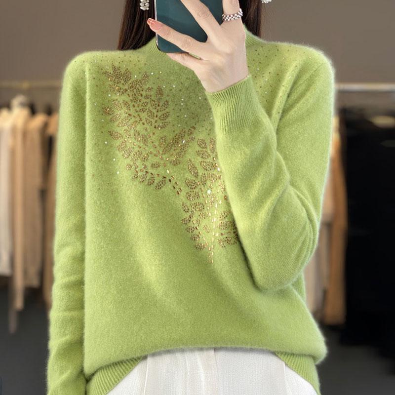 

Свитер для женщин Осень Зима Легкий Теплый Вязаный Эластичный Топы с длинным рукавом M зелёный