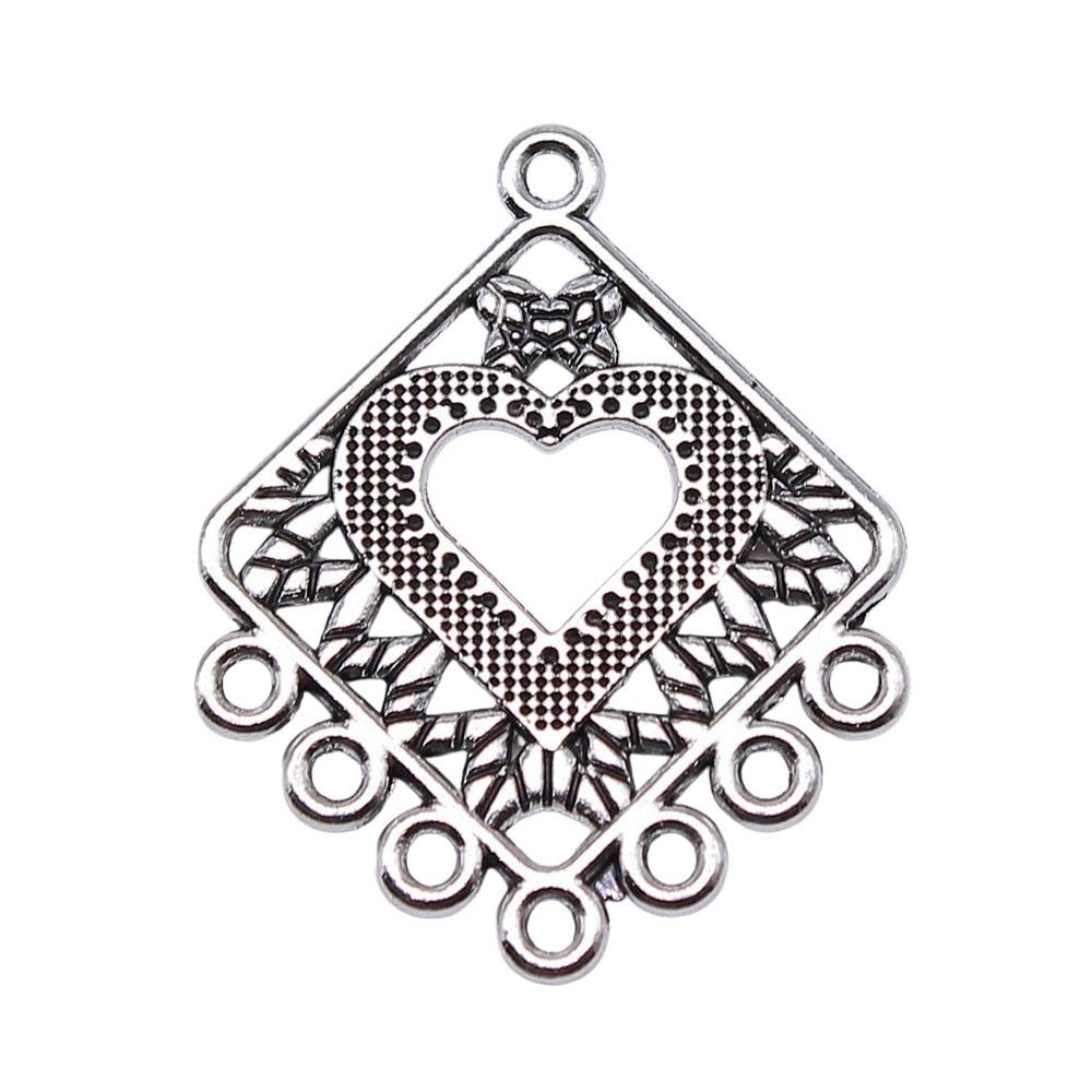 

10 шт. пористый разъем для сережек, компоненты ювелирных изделий, аксессуары, античное серебро, цвет цинкового сплава 31X25 мм