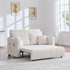 Multifunctional Sofa, Folding Sofa, Usable as Sofa or Bed, Storage Pockets on Armrests, USB Charging Function and Drink Holders (Beige Chenille)
