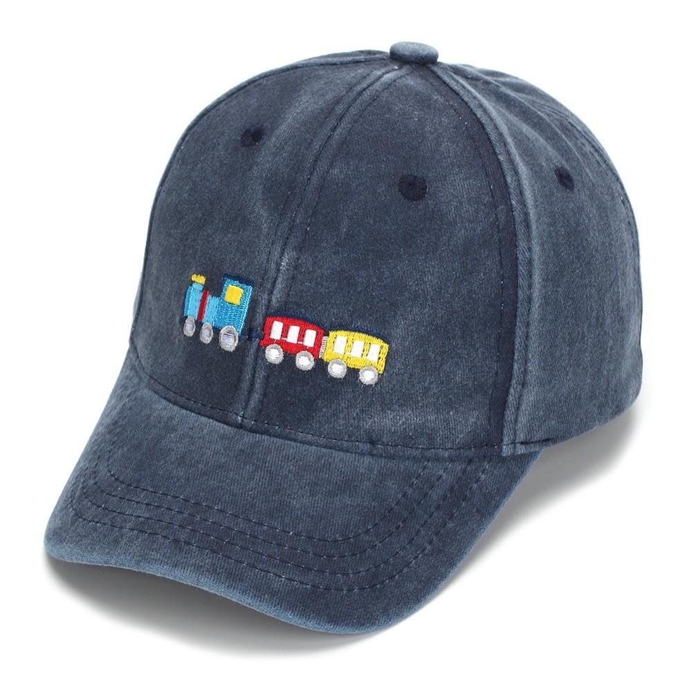 Cartoon Car Embroidered Sunshade Hat UV Protection Duck Tongue Hat Fashion Baseball Hats Children темно-синий