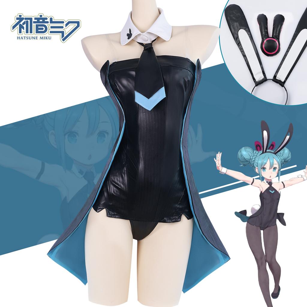Black Hatsune Miku Bunny Cosplay Costume Cartoon Virtual Popular Characters