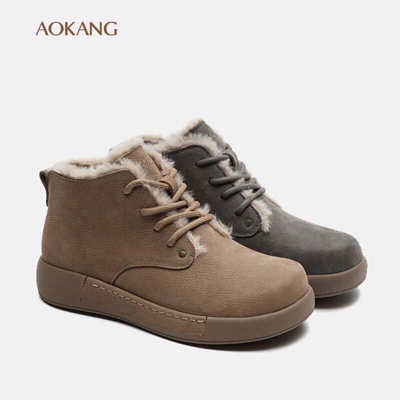 Aokang Women s Thick-Soled Plush High-Top Snow Boots 36
