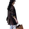 Womens Faux Leather Jacket Mid-Length Casual Lapel Fashion