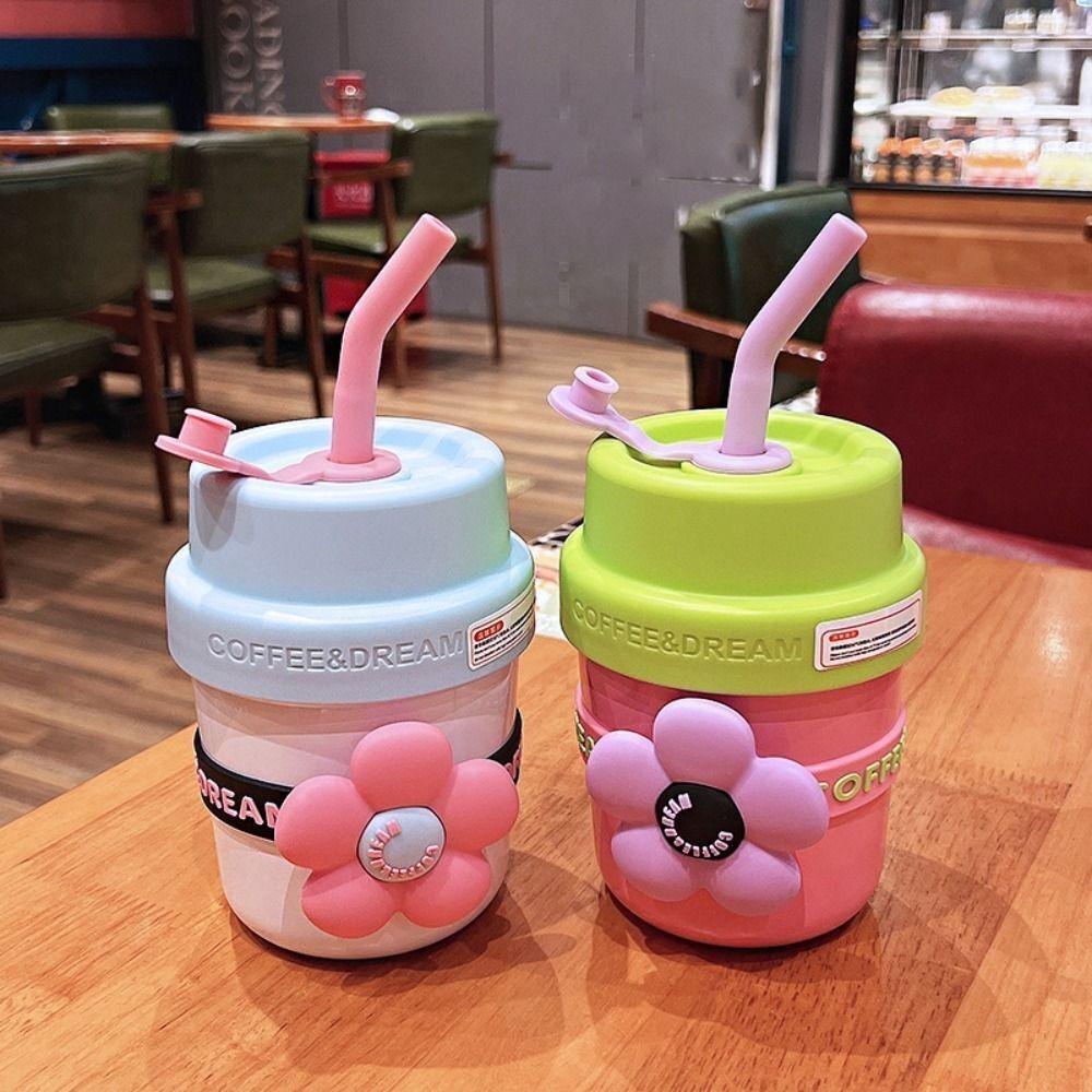 

Mini 400ML Water Bottle Stainless Steel Coffee Cup Dopamine Cute Flower Thermal Cup Students червоний