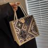 Bolsa de pano de vela nacional feminina verão moda portátil lancheira de linho bolsa bento