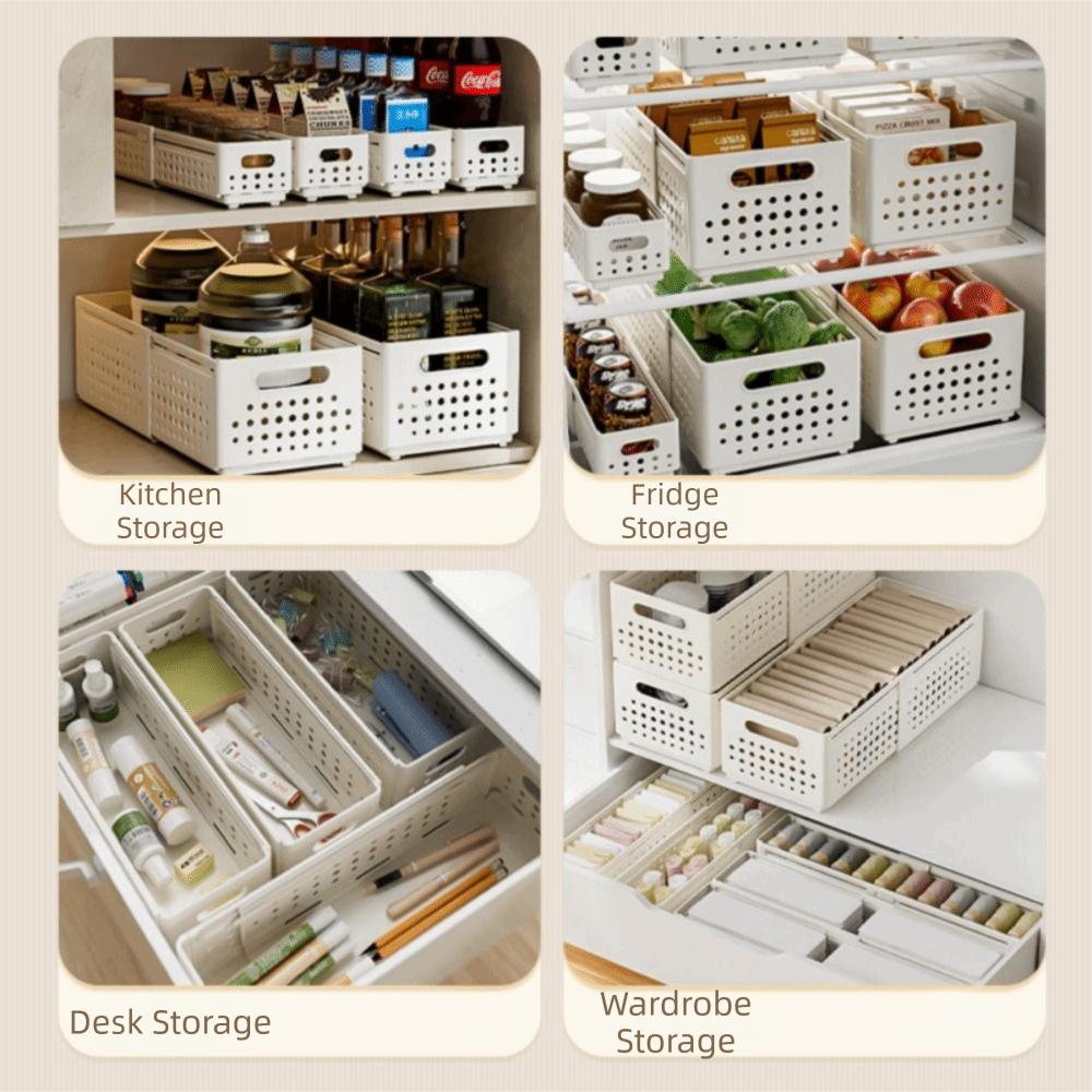 Large Capacity Expandable Storage Box Stackable Ventilated Holes Cabinet Storage Case Plastic Space-Saving