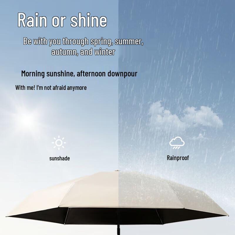 Baizao Portable Mini Tri-Fold Sun & Rain Umbrella