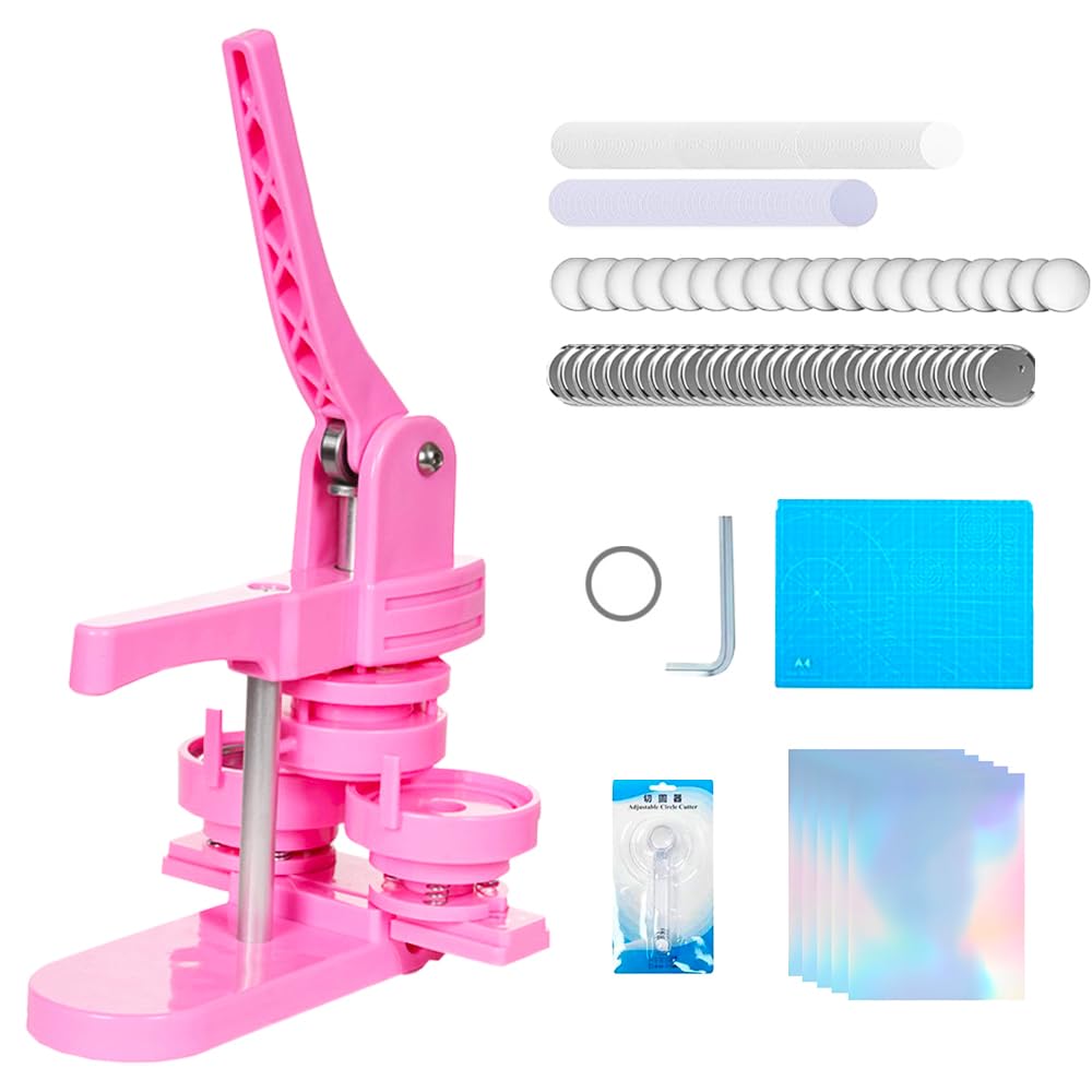 

32мм (4-е поколение) Машина для изготовления значков, Машина для изготовления кнопок со 100 заготовками для значков, Фотографиями, Круговым резаком и Волшебной книгой