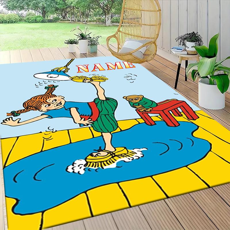 Custom Name Pippi Adventures Carpet Rug Customizable Soft Washable Anti-Slip Home Living Room Sofa Mats Personalized Rug. 0909321