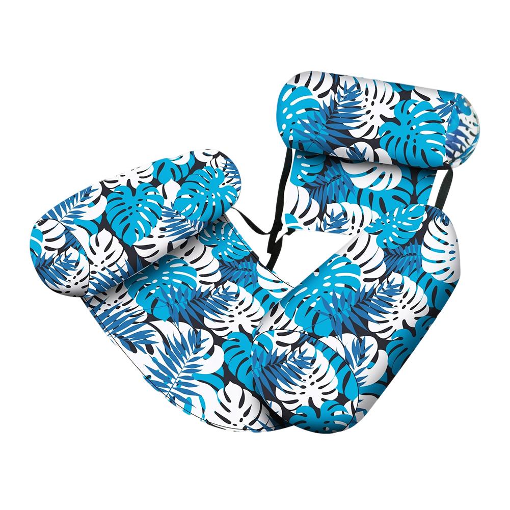 Inflatable Large Fabric-Covered Pool Float Loung Chairs Plant Pattern Blow up Pool Water Chairs for Summer Party Lake Beach