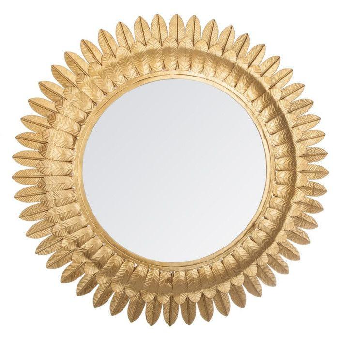 Atmosphera 70 Cm Round Gold Leaf Metal Mirror