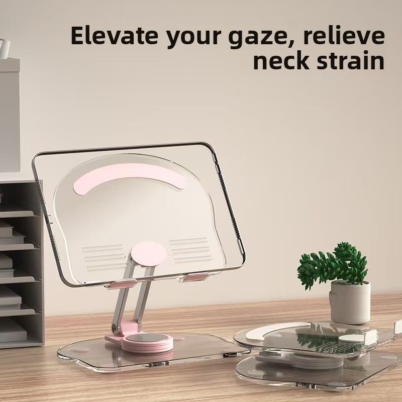 New Transparent Acrylic Tablet Stand, Foldable, Rotatable, Adjustable Height, Multifunctional Desktop Non-slip Tablet Support Stand, Set of 2