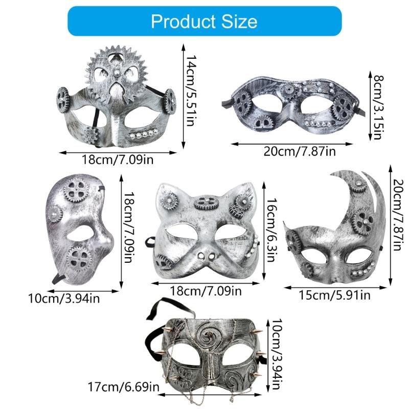 Steampunk Mardi Gras Mask Masquerade Mask Costume Party Supplies Venetians Mask Decor for Women,Men Half Face Mask