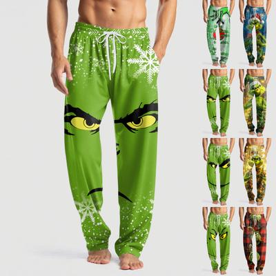 Men's Knitted Fashion Print Pocket Casual Pants Pajama Pants