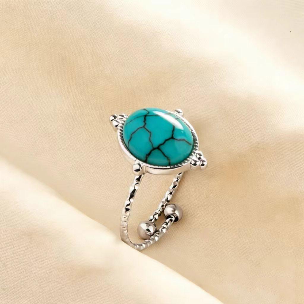 1pc Opening Adjustable Oval Geometry Fashion Ring For Men Women Decorate Fingers Jewelry Stainless Steel Rings