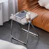 Modern Transparent Square Table - Foldable Small Table for Office & Living Room Sofa Side & Home Leisure