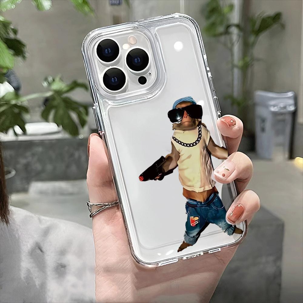 

Cute monkey Transparent Phone Case For iPhone 17 16 15 14 13 12 11 Pro Max XS X XR 7 8 Plus 16E 17Air Soft Cover iPhone 12 Pro