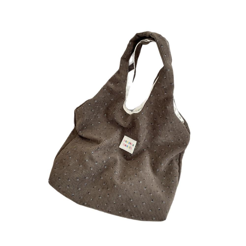 1 New large-capacity lazy wind autumn and winter corduroy portable leisure commuting single shoulder heart bag