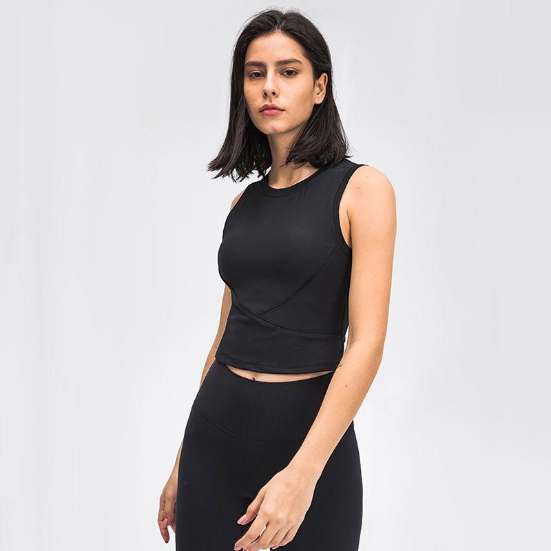 Sleeveless Yoga Vest Women's Chest Pad Outwear Skinny Long Sleeveless Running Sports Workout Clothes Tops Summer