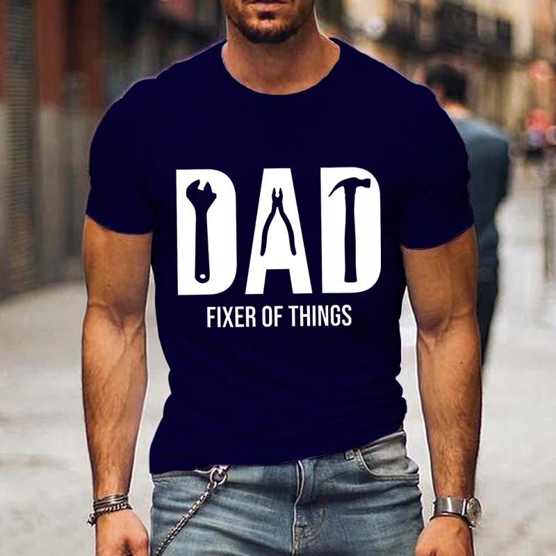 Funny Dad Birthday Shirt,Fixer of Things Shirt Men Tshirt Hip Hop Tops Summer Street T Shirt Oversize Short Sleeve New Dad Shirt
