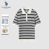 Women's Summer Striped Knit Polo Shirt