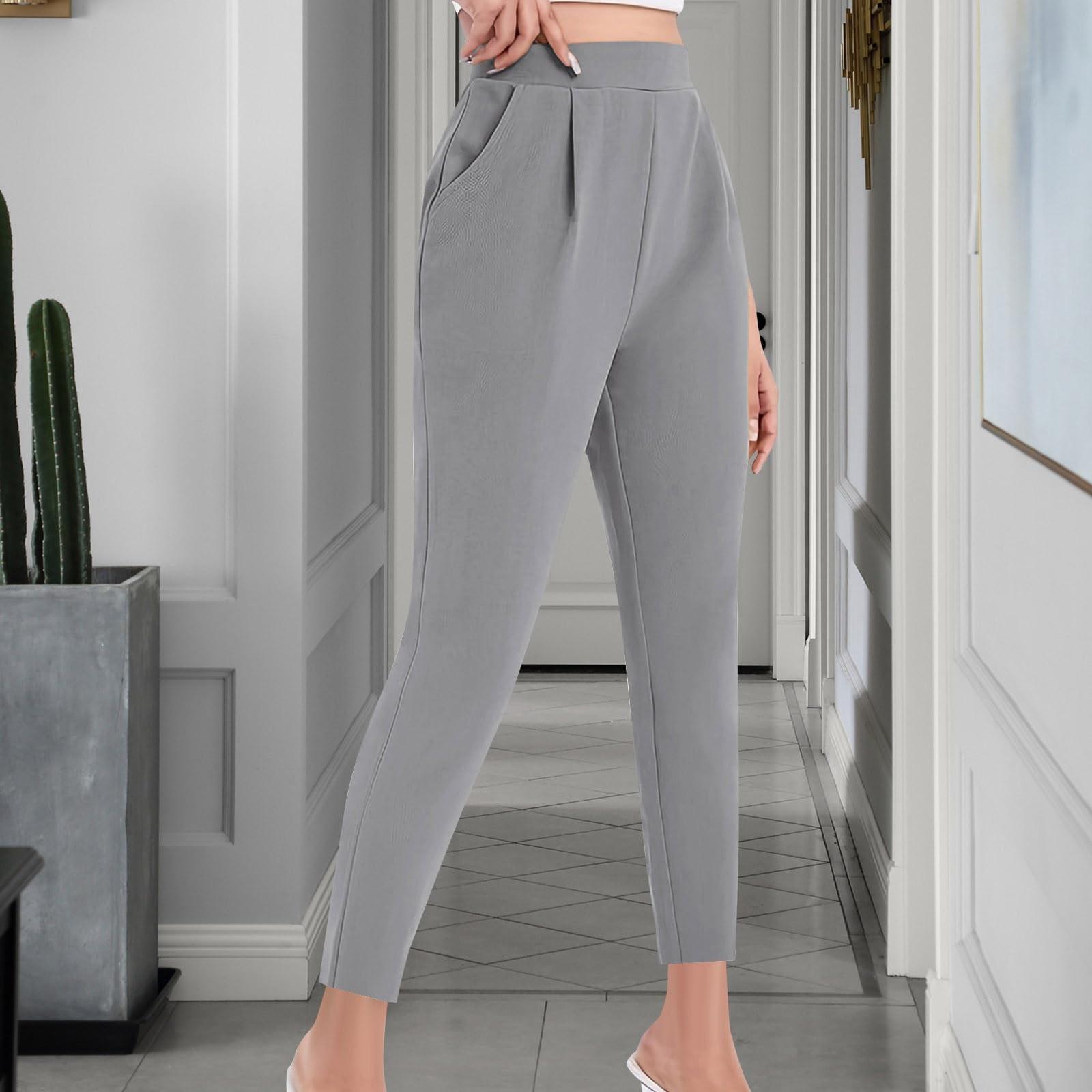 

Женские повседневные эластичные брюки с эластичной резинкой на талии, модные, с небольшой ногой и косыми карманами XXL