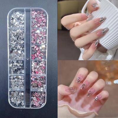 Elf Fairy-Style Mini White Champagne Iridescent Flat Bottom Irregular Nail Art Decorations Accessories