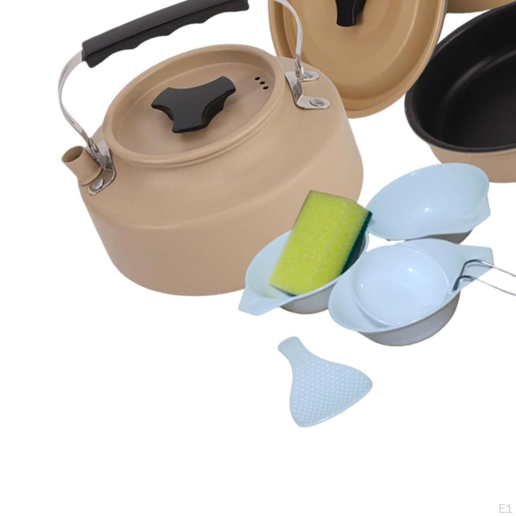Camping Cookware Set Cooking Pot Portable Folded Handle Multipurpose Kettle Fry Pan for