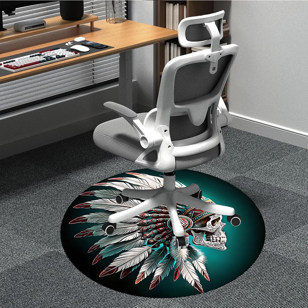 

1pc Native American Headdress Chair Carpet for Office Non-Slip Mat for Office - Decorative Floor Mat yy251030268 80cm by 80cm