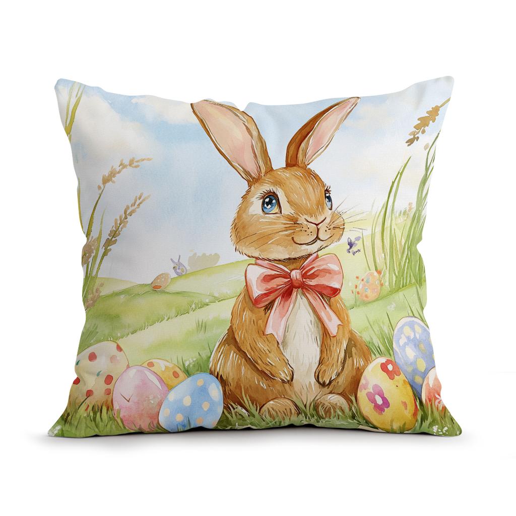Easter Bunny Illustration Cushions Pillowcase Polyester Cushion Cover Throw Pillow Pillowcover Home Car Sofa Decor