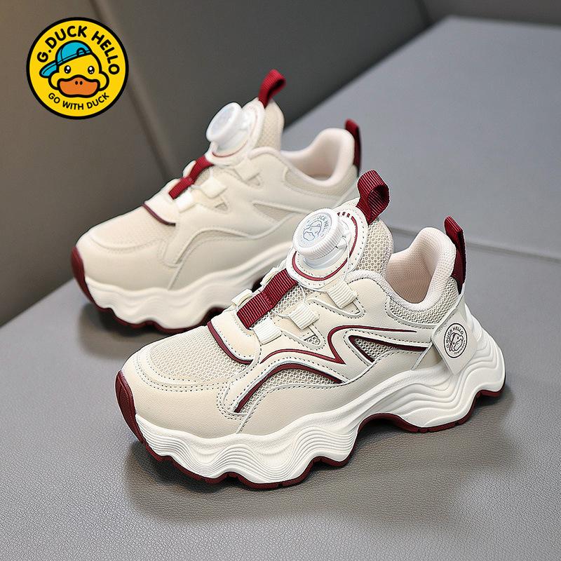 Little Yellow Duck Classmate Girls Sneakers Spring and Autumn 2025 New Mesh Breathable Mesh Shoes Children's Shoes Girls Button Shoes