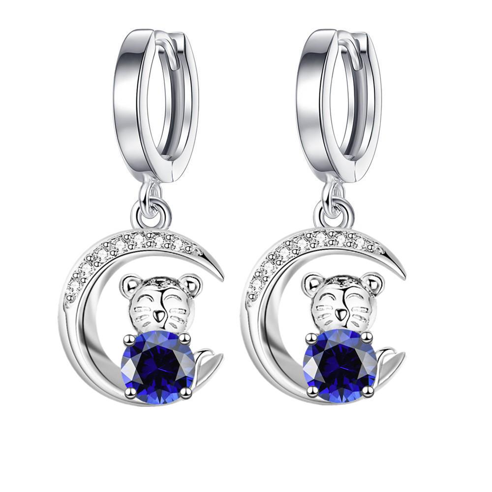 

New 12 Zodiac Tiger Diamond Earrings Cool Wind Advanced Sense Earrings EK-38