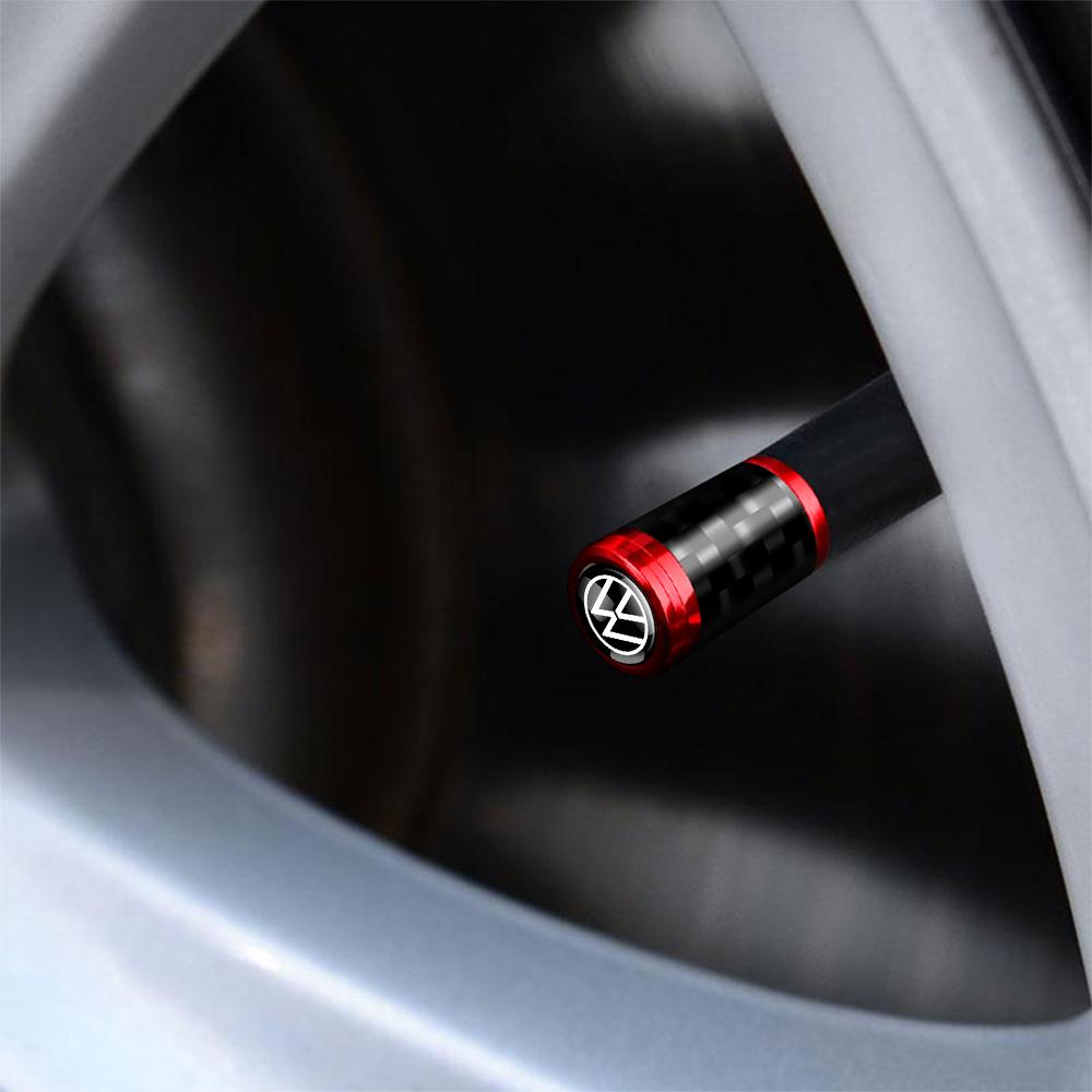 4Pcs Metal Carbon Fibe Wheel Tire Valve Dust Caps Auto Decor for Volkswagen VW Golf 4 5 6 7 Bora CC MK7 Beetle Touran Tiguan GTI zr7