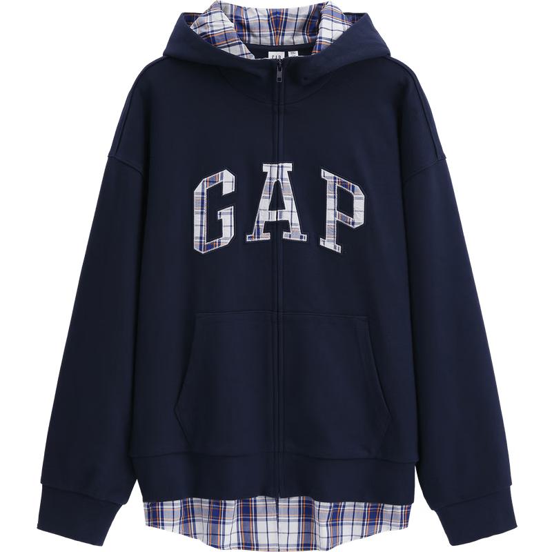 Gap Unisex Logo Appliqué Faux Two-Piece Hooded Sweatshirt 165/84A