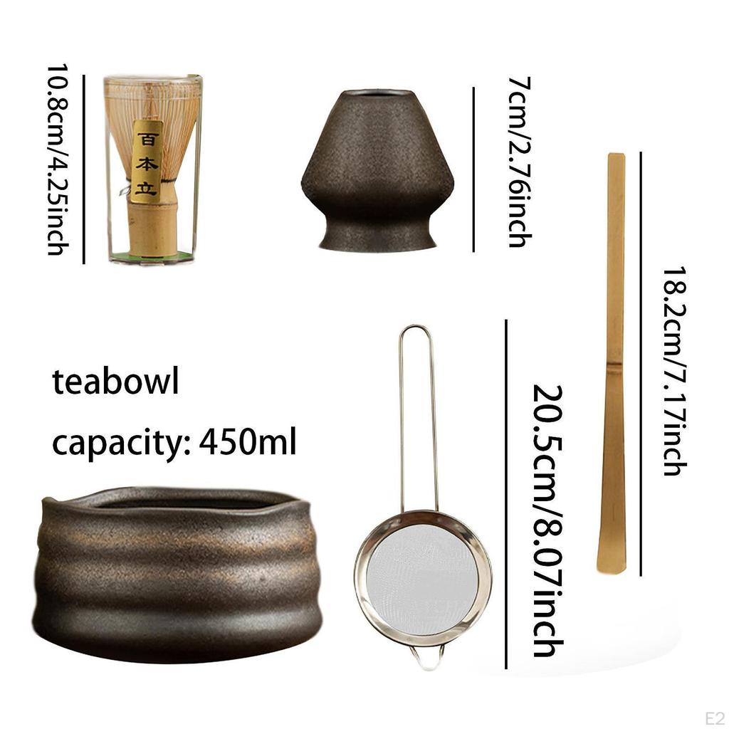 5Pcs Japanese Matcha Set Bowl Ceremonial Accessory, Ceramic Scoop Whisk for