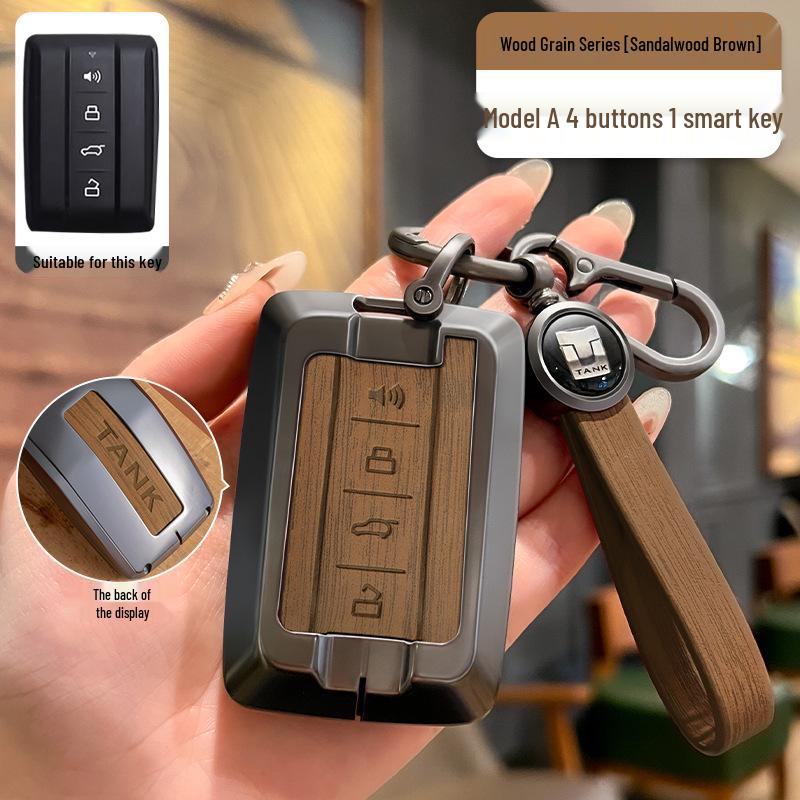 Zinc Alloy Tank 300/400/500 Car Key Shell with Full Wrap & Buckle
